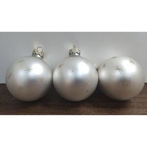 Vintage Rauch Mercury Glass Christmas Ornaments Gold Glitter Snowflakes Lot Of 3